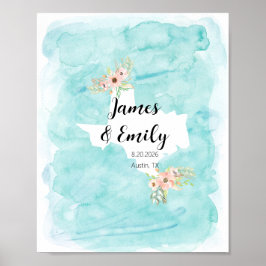 Poster Texas Watercolor Wedding Guest Book Alternative