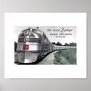 Poster Texas Zephyr Train Vintage