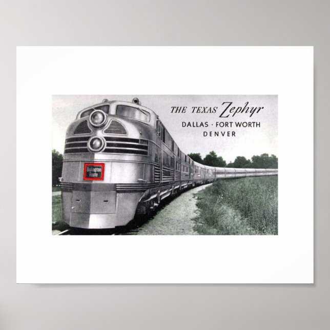 Poster Texas Zephyr Train Vintage (Frente)