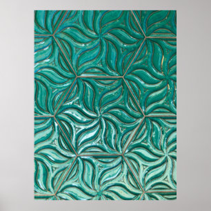 Poster Têxtil de parede de azulejo cerâmico turquesa, abs