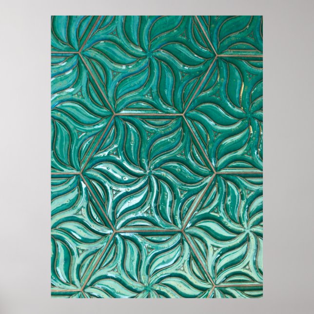 Poster Têxtil de parede de azulejo cerâmico turquesa, abs (Frente)