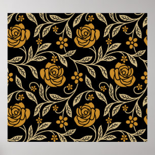 Poster Têxtil indiano: tradicional sem costura floral.