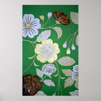 Póster Têxtil KIMONO Japonês, Padrão Floral