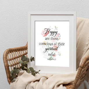 Poster Texto 2026 JW Ano Mateus 5:3 com Flores de primave