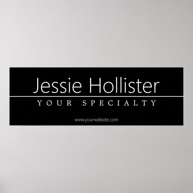 Poster Texto branco clássico simples em preto (Frente)