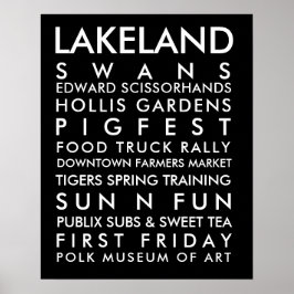 Póster Texto branco do histórico Lakeland 16x20