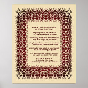 Poster Texto da Bíblia Filigree Provérbios Capítulo 1: 1-
