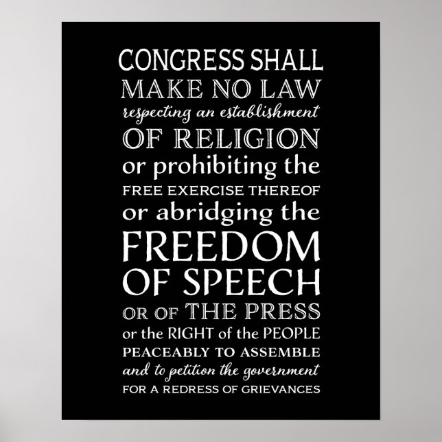 Póster Texto da Lei de Direitos da Liberdade de Expressão (Frente)