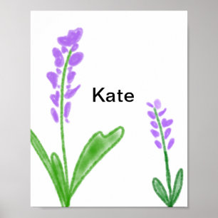 Poster Texto de adição de nome de cor d'água floral color