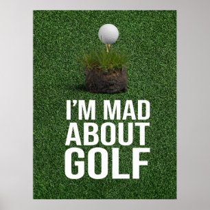 Poster Texto de golfe sou e sobre golfe em grama verde