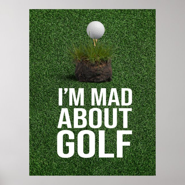 Poster Texto de golfe sou e sobre golfe em grama verde (Frente)