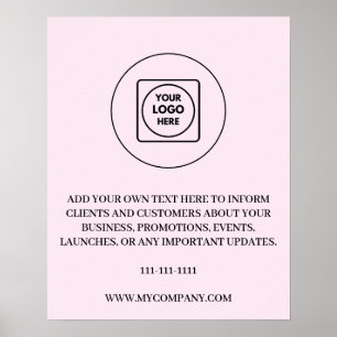 Poster Texto de Logotipo Personalizado Marca Rosa Bege Es