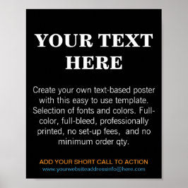 Poster Texto do Autor Moderno Personalizado Preto