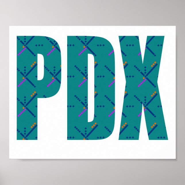 Poster Texto do Carpete do Aeroporto de Portland PDX (Frente)