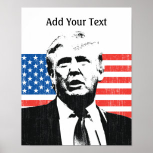 Poster Texto do costume da bandeira americana de Donald