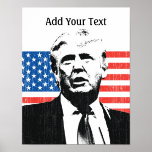 Poster Texto do costume da bandeira americana de Donald