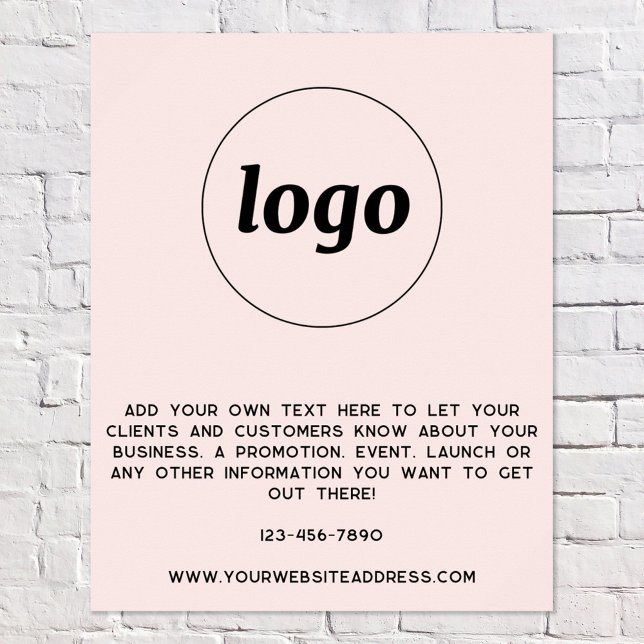 Poster Texto do logotipo Promocional Empresa Cor-de-rosa- (Logo with custom text business promotional branding poster)