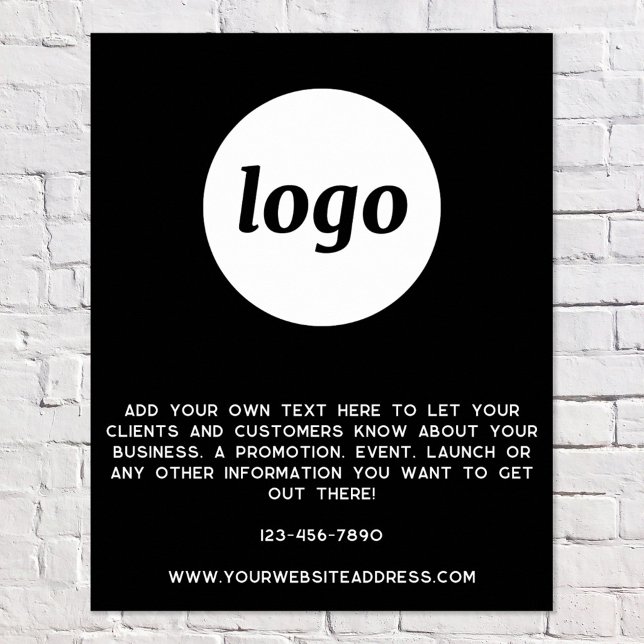 Poster Texto do Logotipo Promocional Empresarial Preto (Logo with custom text business promotional branding poster)