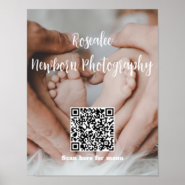 Poster Texto do seu nome comercial com o código QR do men (Frente)