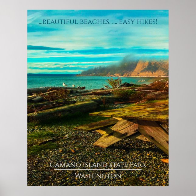 Poster Texto editável e foto do Parque Estadual de Camano (Frente)