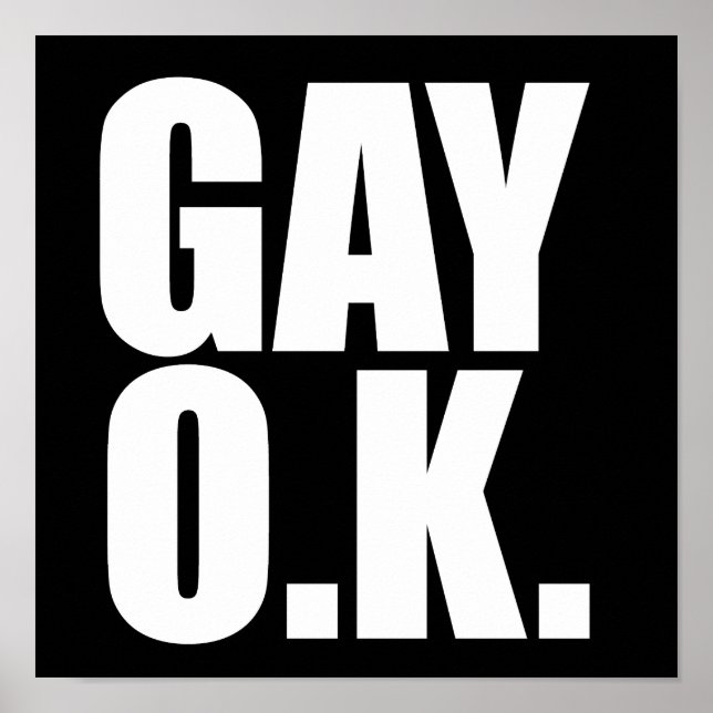 Póster Texto Engraçado do gay Ok (Frente)