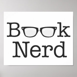 Póster Texto engraçado dos espetáculos do nerd do livro