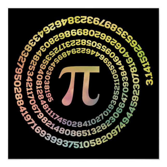 Póster Texto Espiral Feliz Pi Day Engraçado Escola Matemá (Frente)