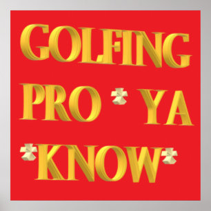 Poster Texto grande de ouro e design de esporte de golfe