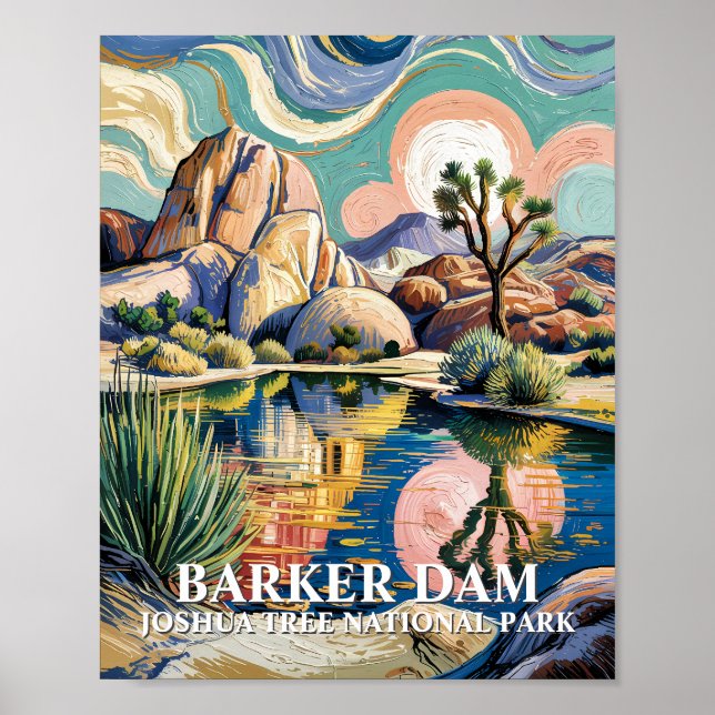 Poster Texto Personalizado Barker Dam Joshua Tree Van Gog (Frente)