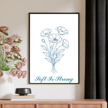 Texto Personalizado Blue Poppy Botanical Line Art