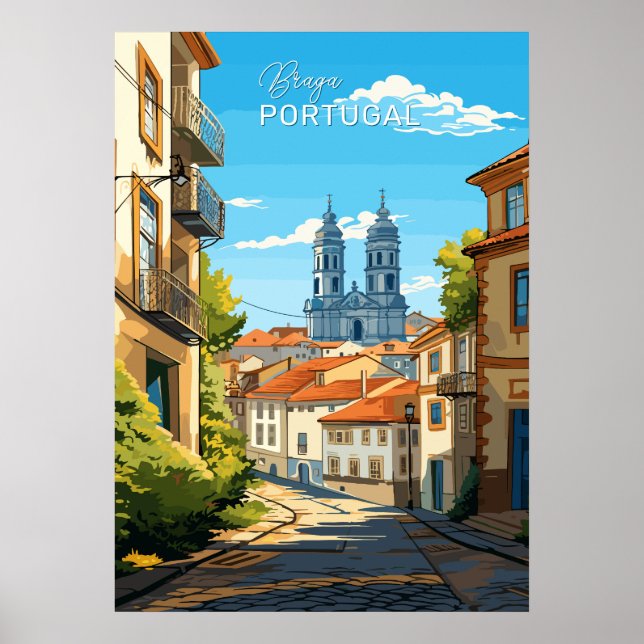 Poster Texto Personalizado Braga Portugal (Frente)