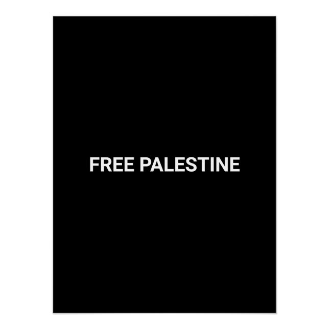 Póster Texto personalizado branco preto da Palestina livr (Frente)