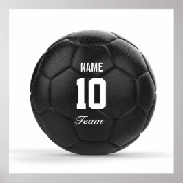 Póster Texto Personalizado da Bola de Futebol da Equipe M