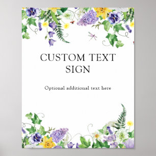 Poster Texto Personalizado De Casamento De Boho Wildflowe