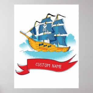Poster Texto personalizado de Entrega Pirata de Cartoon d