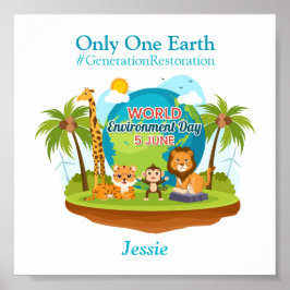 Poster Texto Personalizado do Dia Mundial do Ambiente Ani