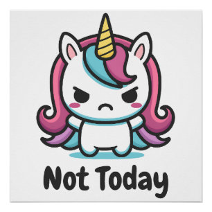 Póster Texto Personalizado do Kawaii Unicorn