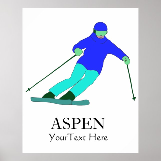 Poster Texto Personalizado do Skier Ski Party (Frente)