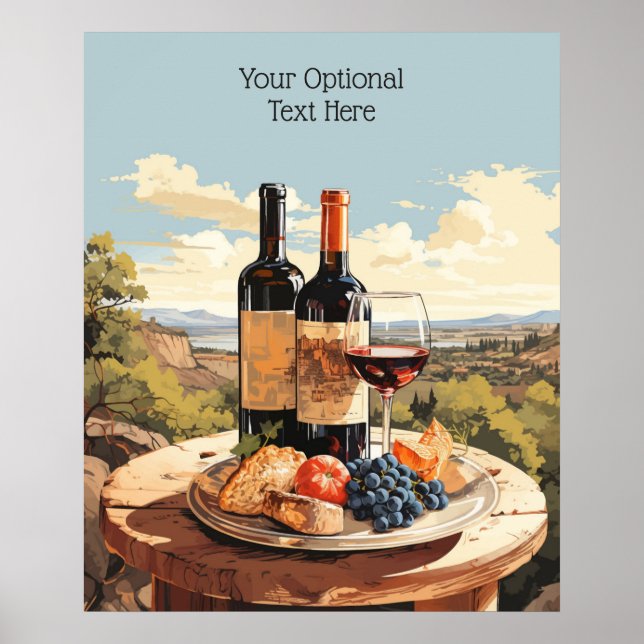 Poster Texto Personalizado do Vinho (Frente)