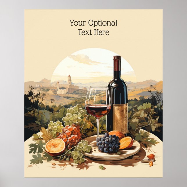 Poster Texto Personalizado do Vinho (Frente)