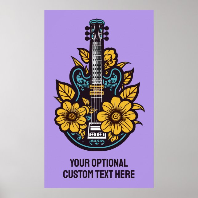 Poster Texto Personalizado e Cor Ukulele (Frente)