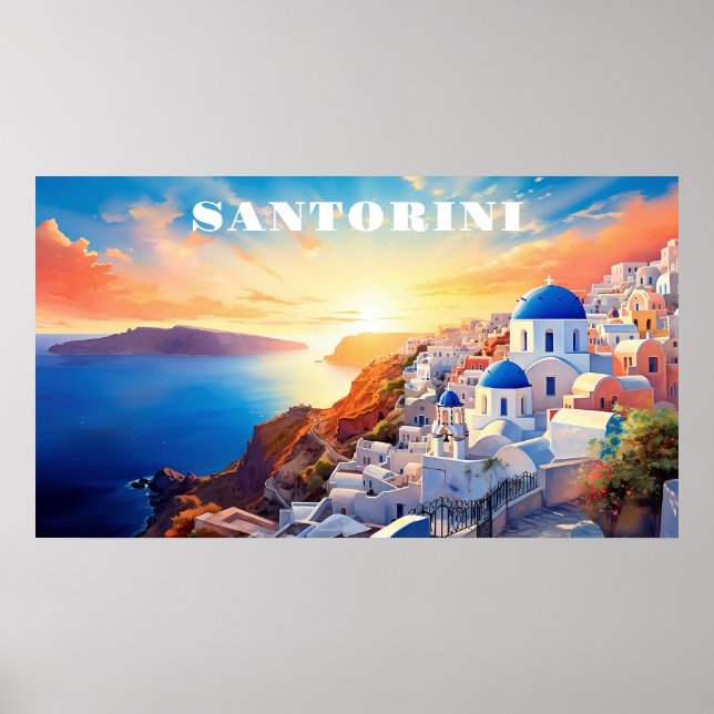 Poster Texto personalizado Grécia Santorini Sunset (Frente)