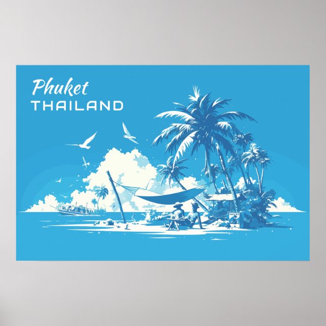Poster Texto personalizado Phuket Tailândia (Frente)