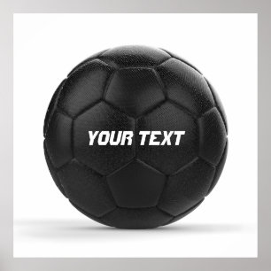 Póster Texto personalizado preto da bola de futebol