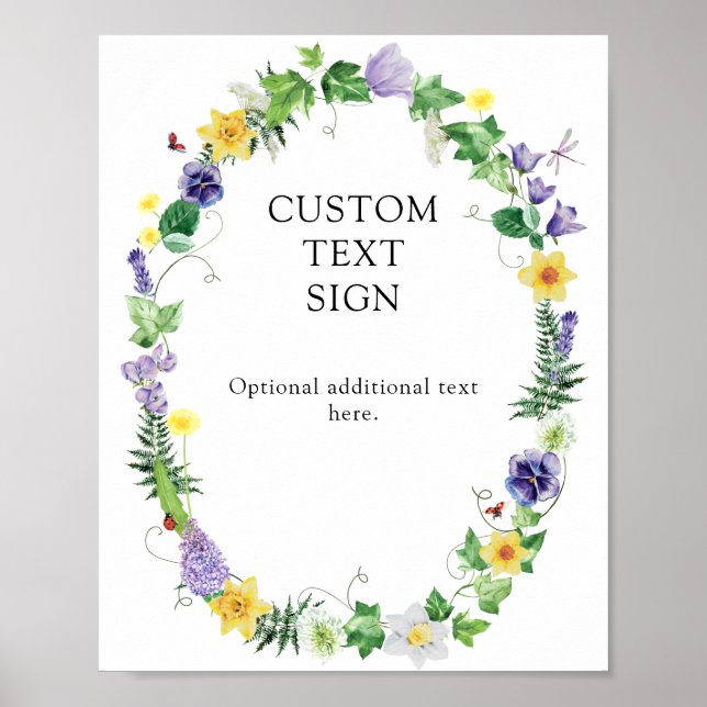 Poster Texto Personalizado Rustic Wildflower (Frente)