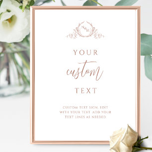 Poster Texto Personalizado, Terracotta Monograma - Sinal