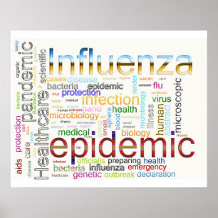 Póster texto relacionado da gripe da gripe