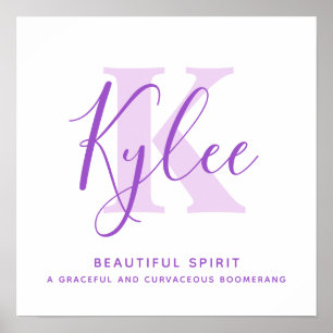 Poster Texto roxo do significado conhecido de Kylee