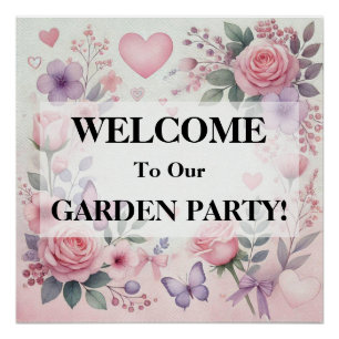 Póster Texto tipográfico corações florais cor d'água româ