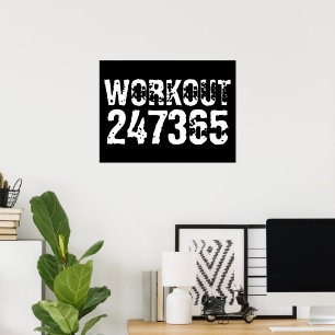Poster Texto vestido e arranhado Workout 247365 branco